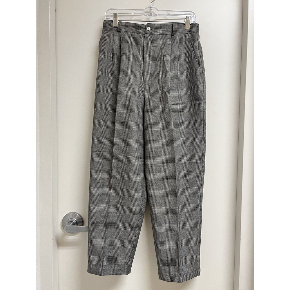 Vintage Christy Girl 100% Cotton Pleated High Waist Trousers Gray Size 12 USA
